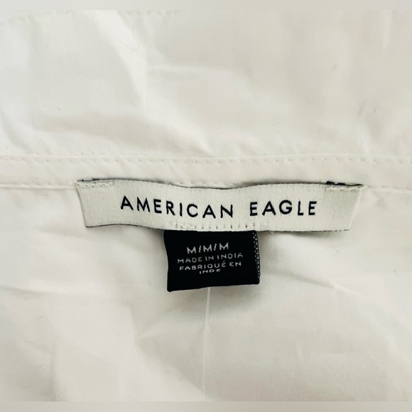 NWT American Eagle Tie front long sleeve white 100% cotton shirt medium - Picture 7 of 9